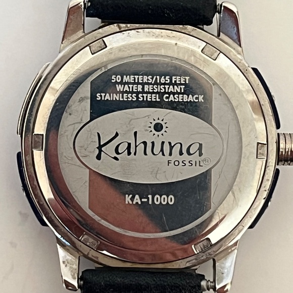 Fossil 50 Meter Kahuna Watch  Silver Stainless  Black Band New Battery Quartz - Picture 5 of 5